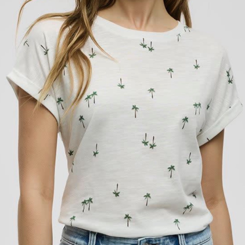 Reitmans Palm Tree Roll Cuff T-shirt